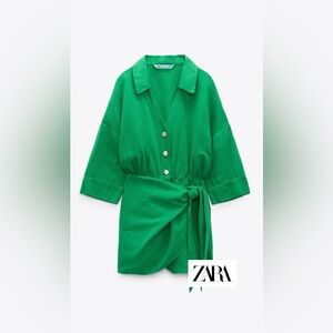 ZARA New KNOTTED LINEN BLEND JUMPSUIT